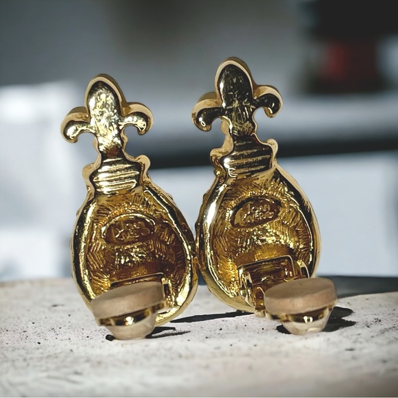 Joan Rivers Jewelry Vtg. Crystal Rhinestone Fleur-de-lis Clip On Earring… - Picture 3 of 4